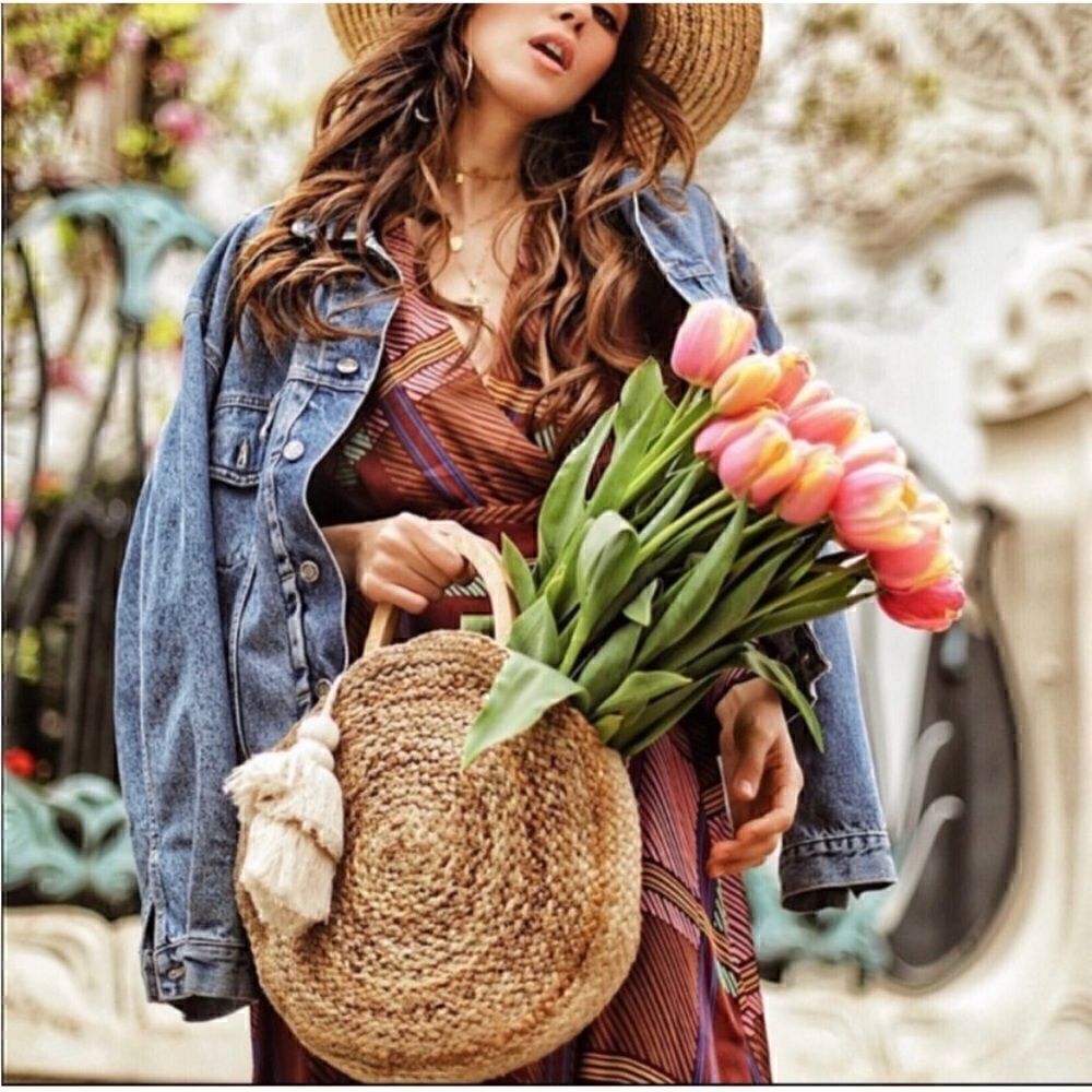 Zara Round Raffia Basket Bag